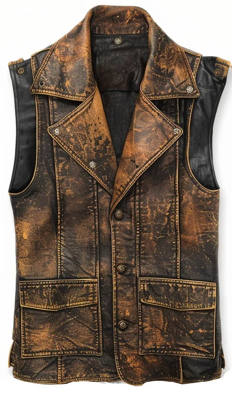 Aziel Distressed Brown Leather Vest