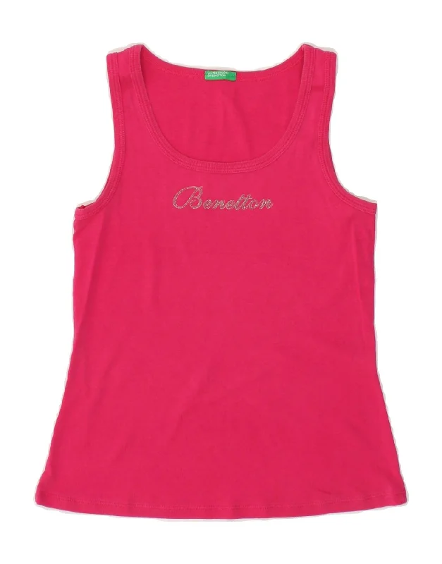 BENETTON Girls Graphic Vest Top 5-6 Years Pink