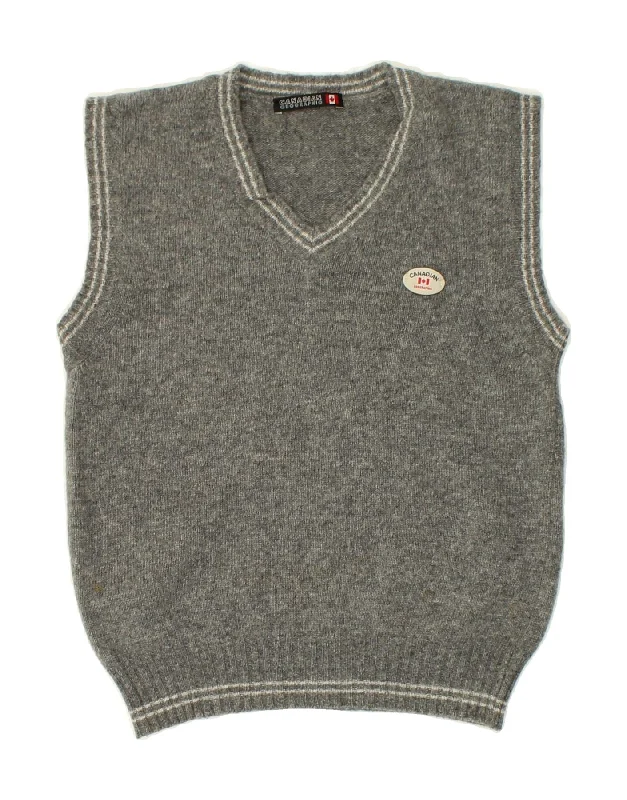 CANADIAN Boys Vest Tank Top 5-6 Years Grey Wool