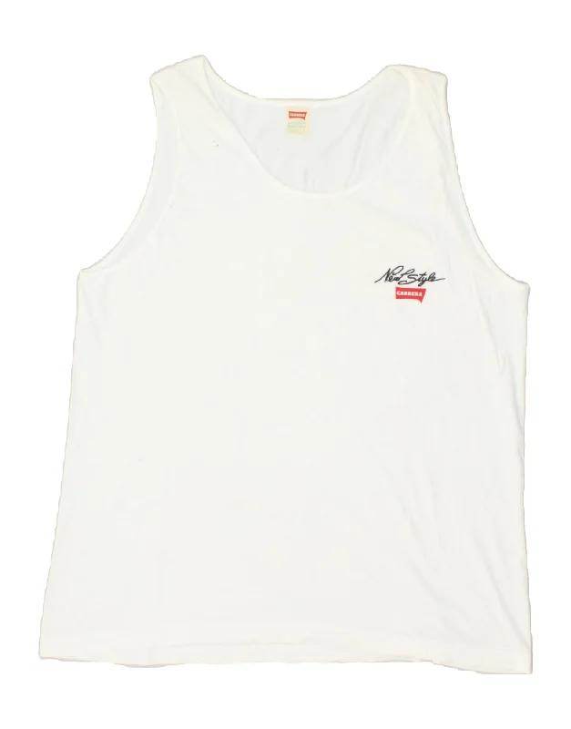 CARRERA Boys Vest Top 13-14 Years Large White Cotton