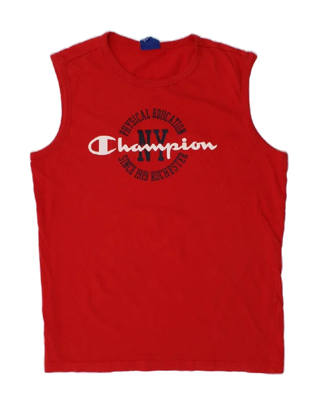 CHAMPION Boys Graphic Vest Top 13-14 Years XL Red