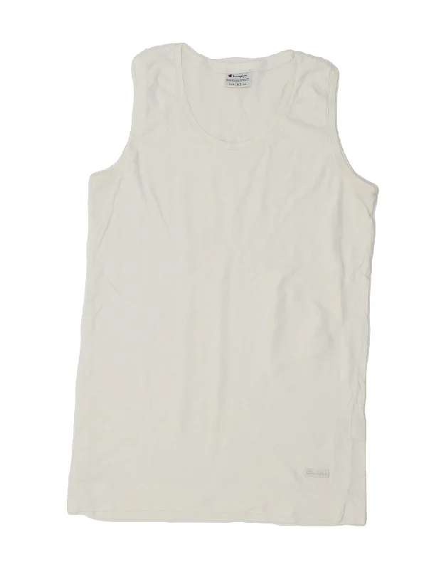 CHAMPION Boys Vest Top 9-10 Years XL White Cotton