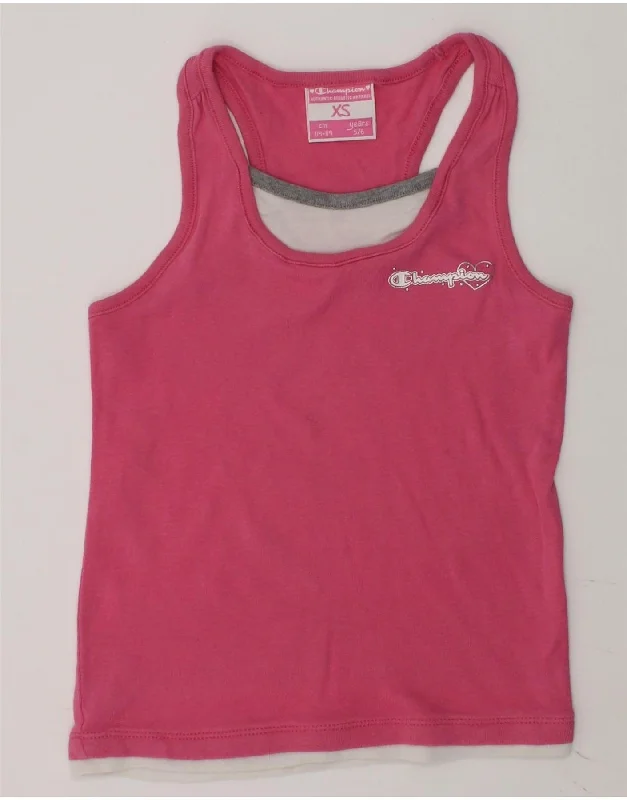 CHAMPION Girls Vest Top 5-6 Years XS Pink