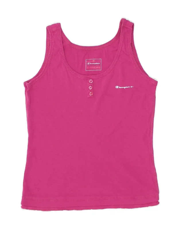 CHAMPION Girls Vest Top 8-9 Years Small Purple