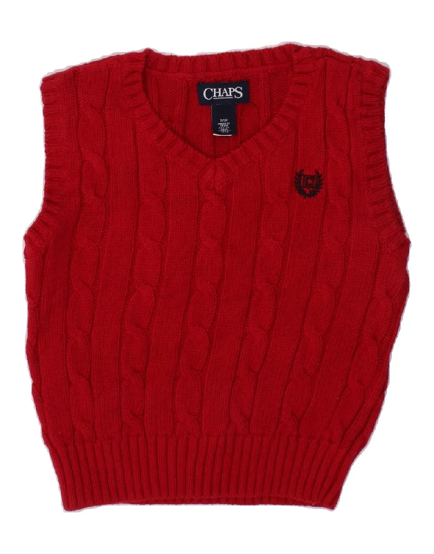 CHAPS Boys Vest Tank Top 2-3 Years Red Cotton