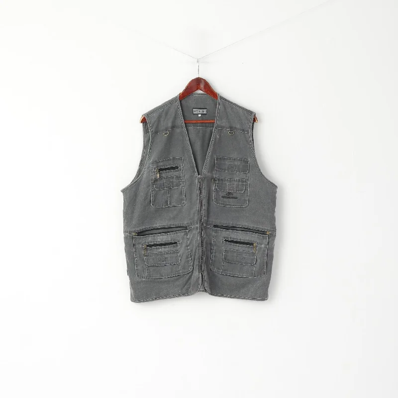 Easiern Collage Men XXXXL (XXL) Waistcoat Grey Fishing Multi Pocket Estern Cottage Vest