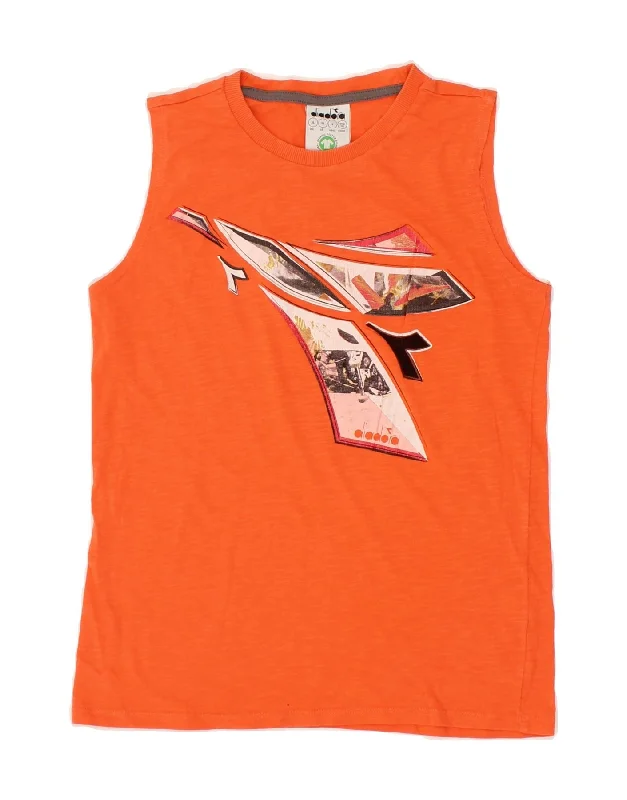 DIADORA Boys Graphic Vest Top 13-14 Years XL Orange Cotton