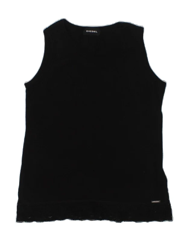 DIESEL Girls Vest Top 7-8 Years Black Cotton