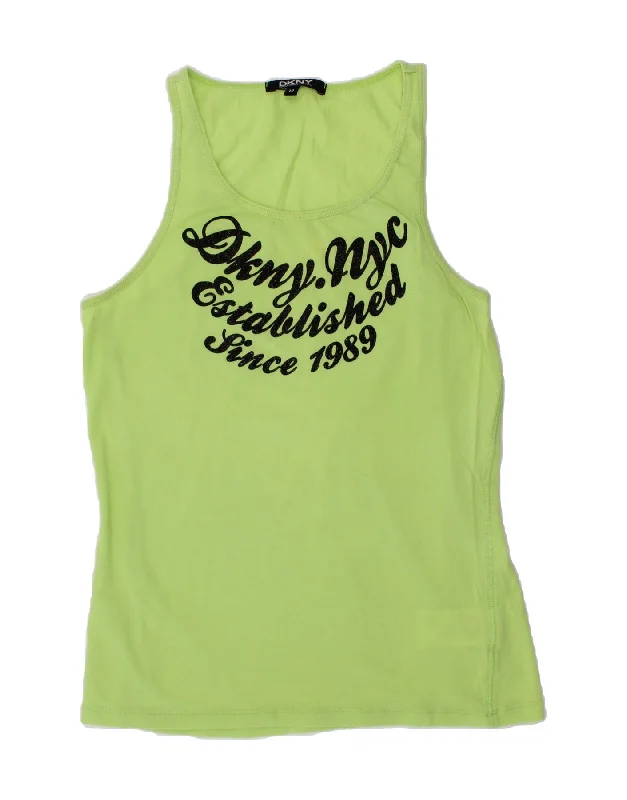 DKNY Girls Graphic Vest Top 11-12 Years Green Cotton