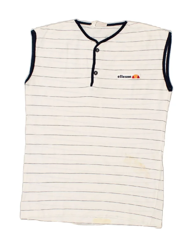 ELLESSE Boys Vest Top 12-13 Years White Striped