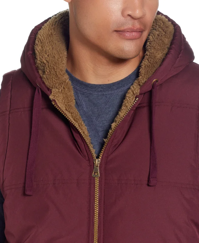 Sherpa Lined Hooded Puffer Vest In Port