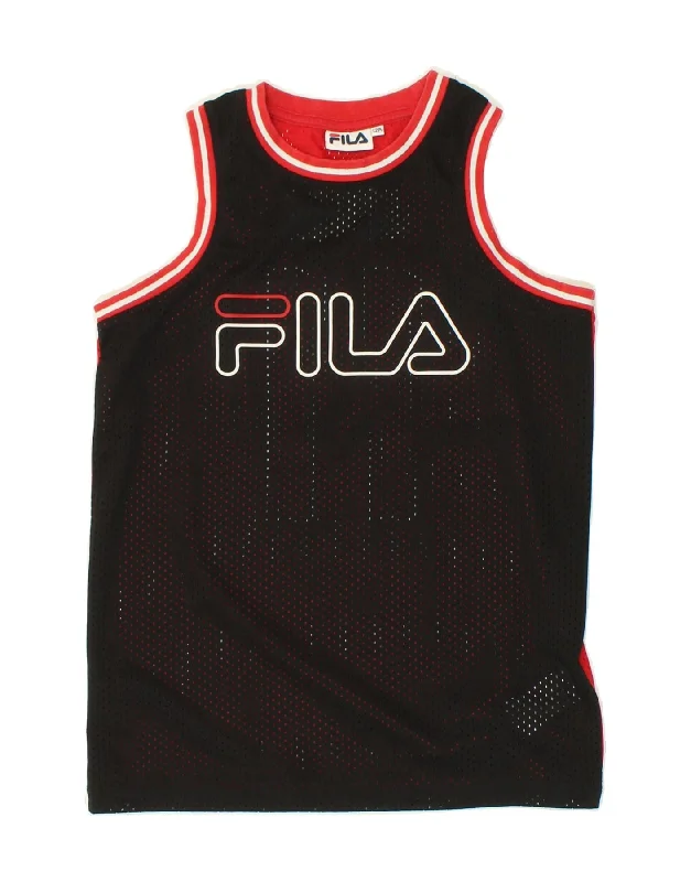 FILA Boys Graphic Vest Top 11-12 Years Black Colourblock Polyester