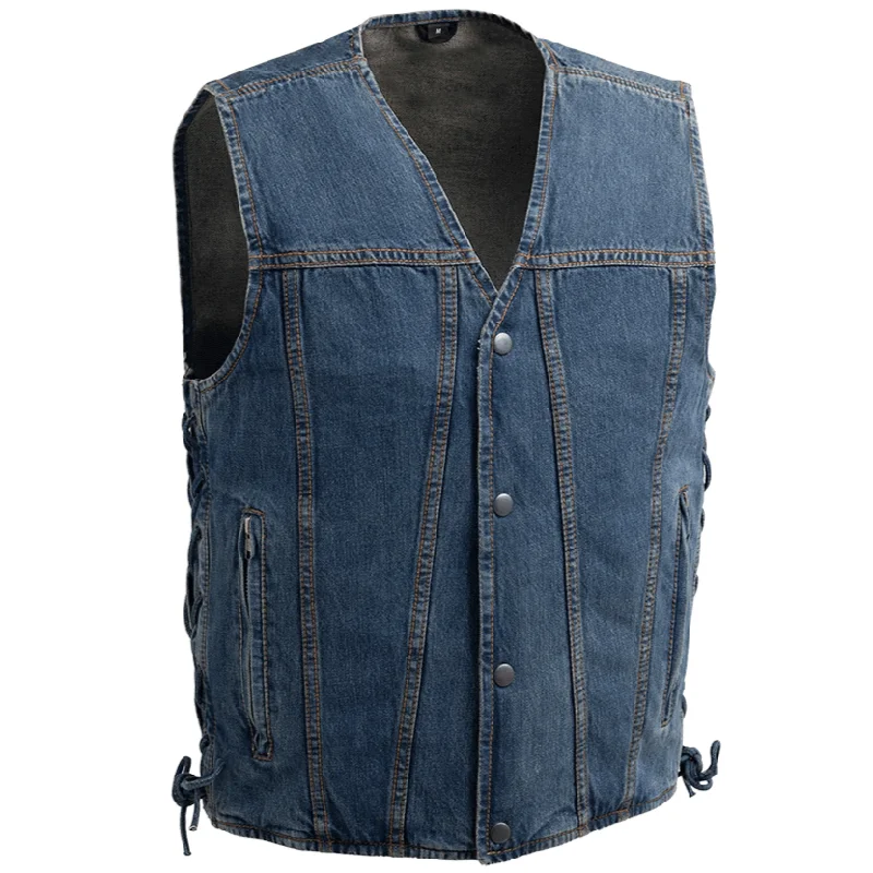 First Mfg Gambler Men's Motorcycle Denim Vest