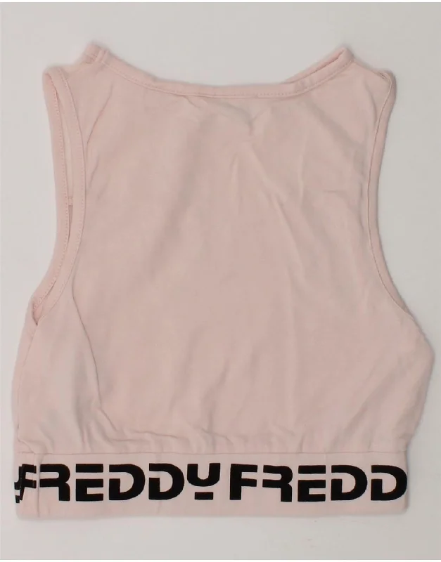 FREDDY Girls Graphic Vest Top 7-8 Years Pink Cotton