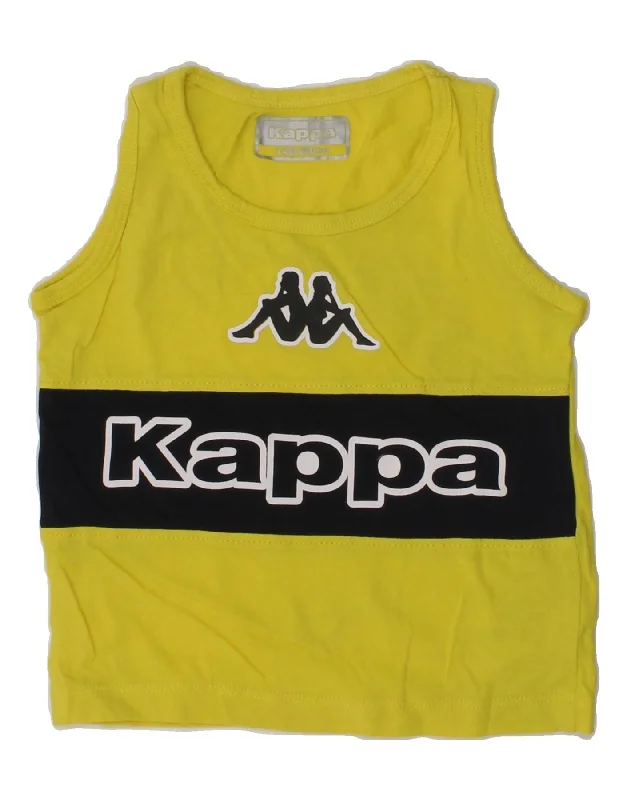 KAPPA Baby Boys Graphic Vest Top 9-12 Months Yellow Colourblock Cotton