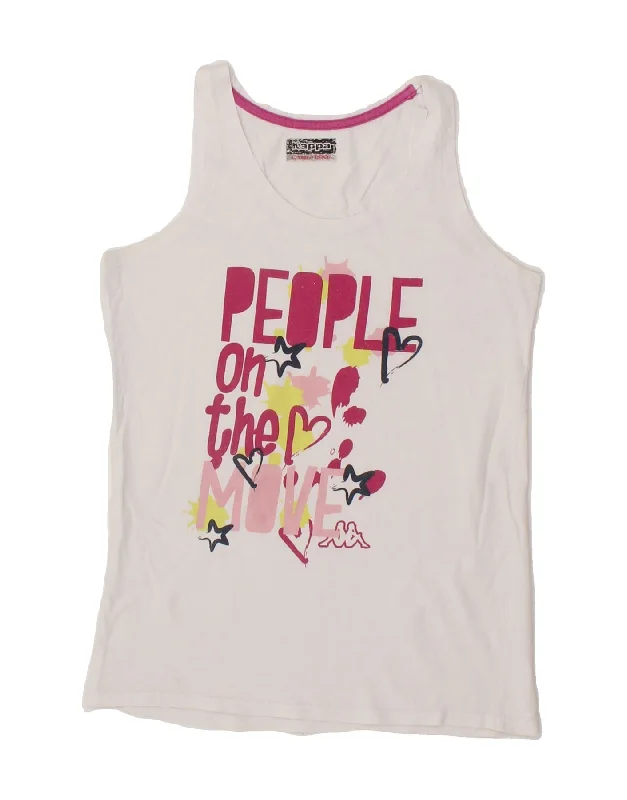 KAPPA Girls Graphic Vest Top 11-12 Years White