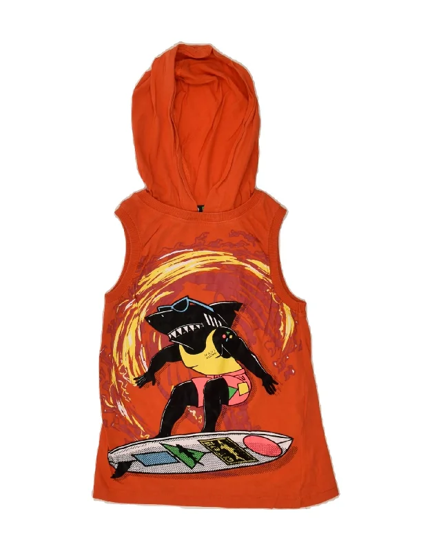 MAUI AND SONS Boys Hooded Graphic Vest Top 4-5 Years Orange