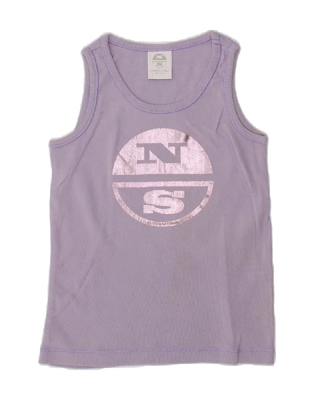 NORTH SAILS Girls Graphic Vest Top 3-4 Years Purple Cotton