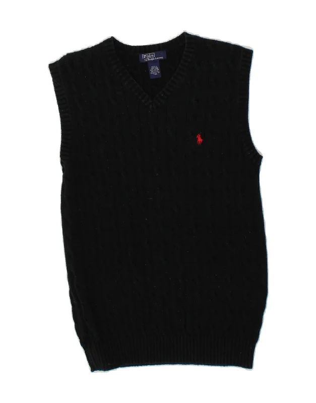 POLO RALPH LAUREN Boys Vest Tank Top 12-13 Years Black Cotton