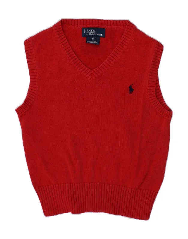 POLO RALPH LAUREN Boys Vest Tank Top 2-3 Years Red Cotton