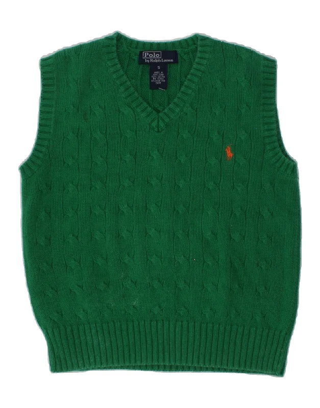 POLO RALPH LAUREN Boys Vest Tank Top 4-5 Years Green Cotton