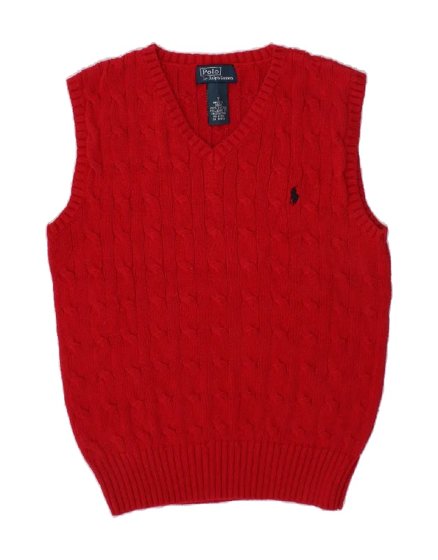 POLO RALPH LAUREN Boys Vest Tank Top 6-7 Years Red Cotton