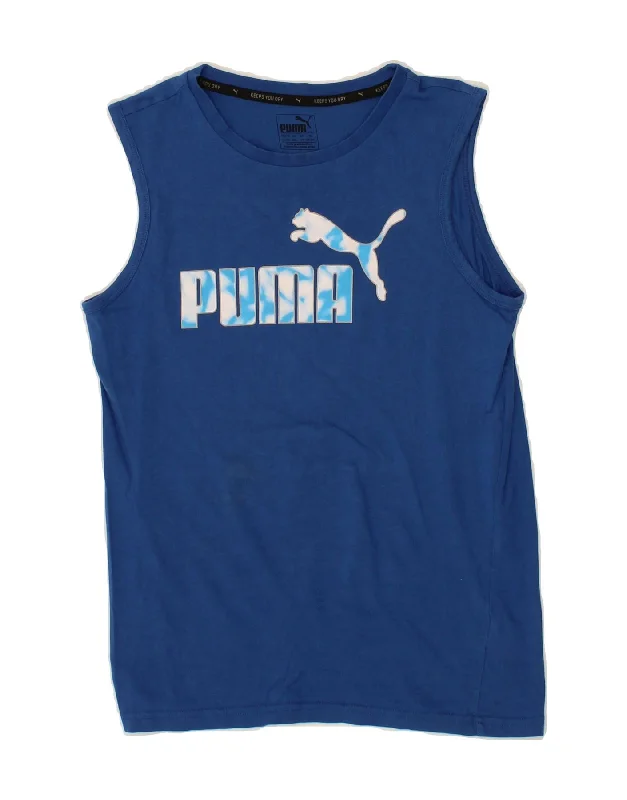 PUMA Boys Graphic Vest Top 13-14 Years Blue Cotton