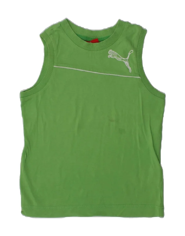 PUMA Boys Vest Top 7-8 Years Green Cotton