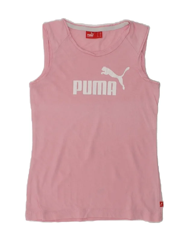 PUMA Girls Graphic Vest Top 7-8 Years Pink