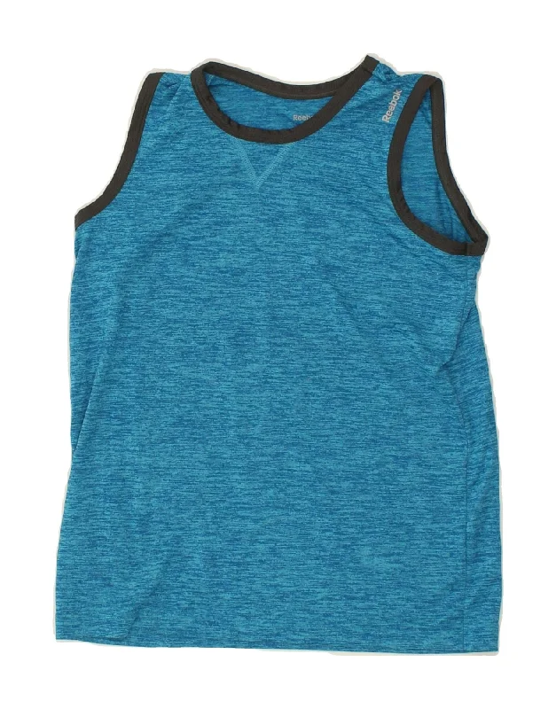 REEBOK Boys Graphic Vest Top 10-11 Years Medium  Blue Flecked