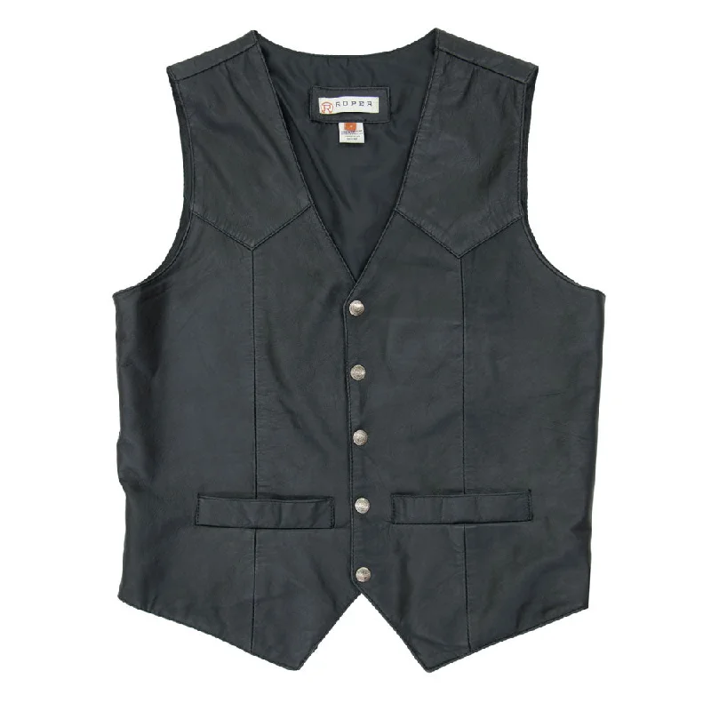 Roper Mens Leather Vest - 0207505200500BL