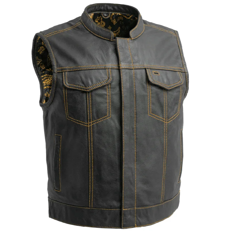 The Club Cut Men's Motorcycle Leather Vest, Multiple Color Options