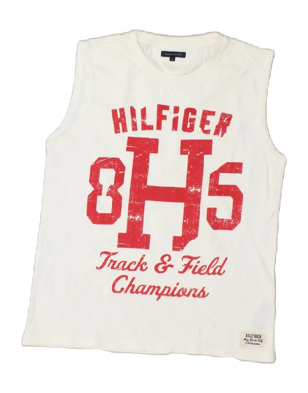 TOMMY HILFIGER Boys Graphic Vest Top 15-16 Years White Cotton