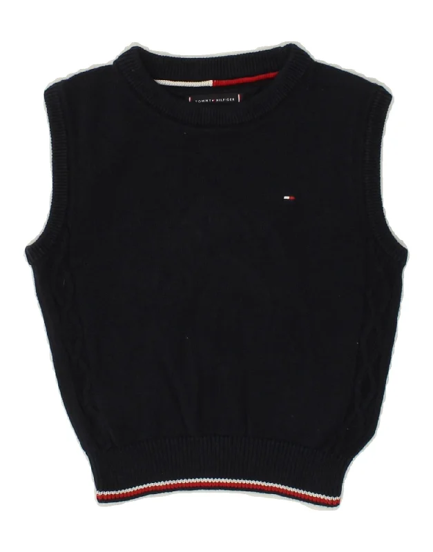 TOMMY HILFIGER Boys Vest Tank Top 3-4 Years Navy Blue Cotton