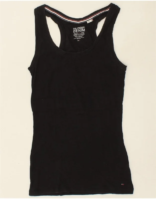 TOMMY HILFIGER Girls Vest Top 11-12 Years Large Black