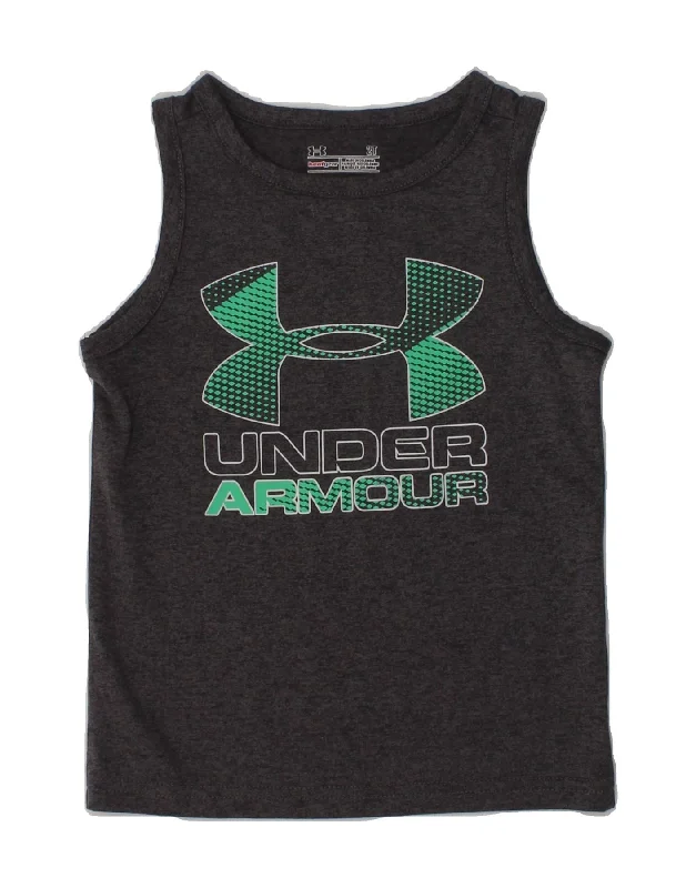 UNDER ARMOUR Baby Boys Heat Gear Graphic Vest Top 18-24 Months Grey