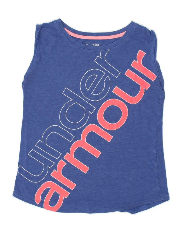 UNDER ARMOUR Girls Heat Gear Graphic Vest Top 11-12 Years Blue