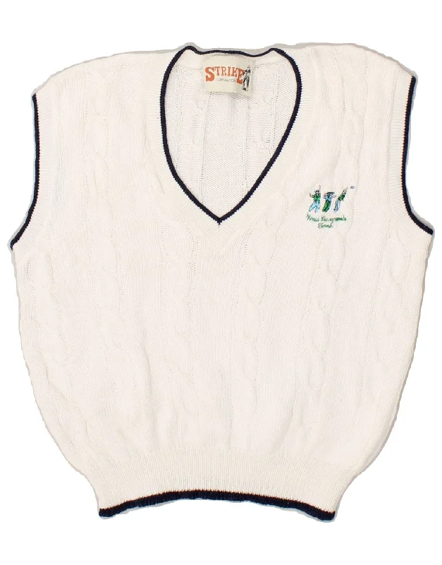 VINTAGE Boys Vest Tank Top 11-12 Years White