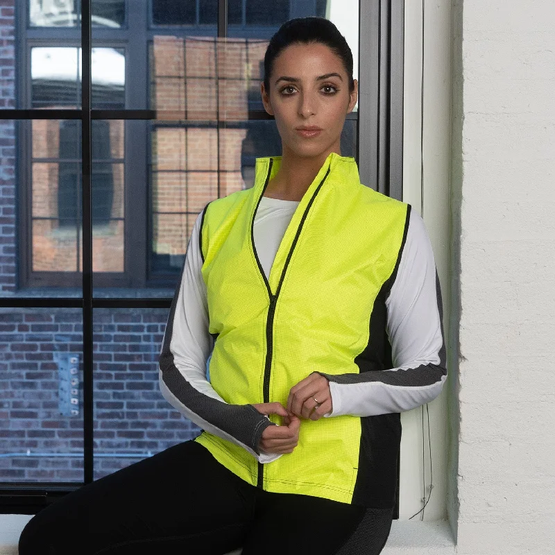 Women's Newport Packable Reflective Vest in Flo Lime