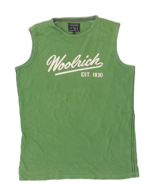 WOOLRICH Boys Graphic Vest Top 13-14 Years Green Cotton