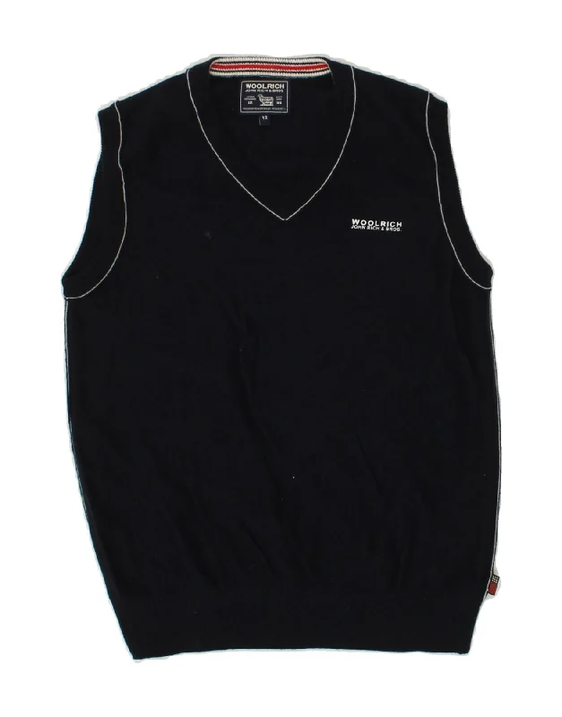 WOOLRICH Boys Vest Tank Top 11-12 Years Navy Blue Cotton