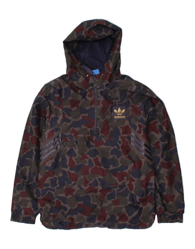 ADIDAS Mens Hooded Rain Jacket UK 36 Small Multicoloured Camouflage