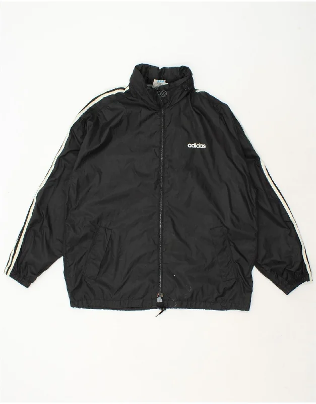 ADIDAS Mens Rain Jacket UK 42/44 Large Black Polyamide