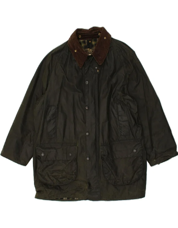 BARBOUR Mens Gamefair Oversized Waxed Cotton Jacket EU 46 Small Khaki