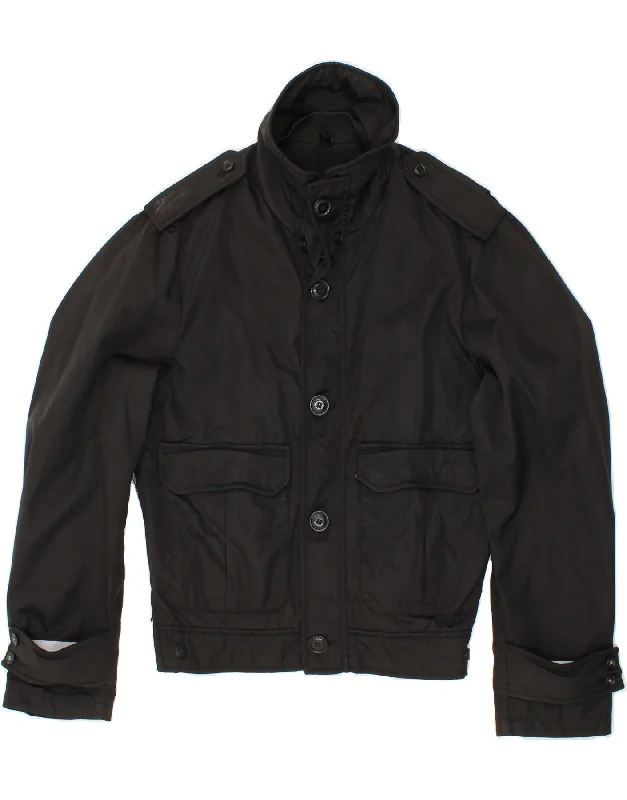 BLAUER Mens Military Jacket UK 38 Medium Black Polyamide