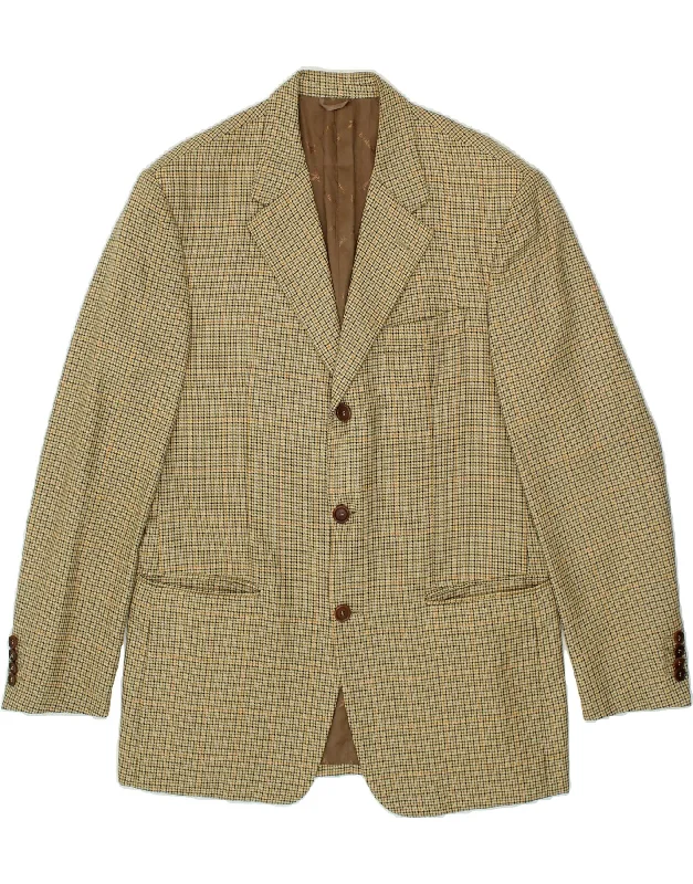 BROOKSFIELD Mens 3 Button Blazer Jacket IT 50 Large Beige Houndstooth