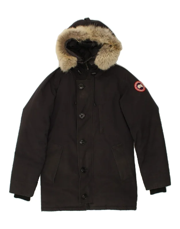 CANADA GOOSE Mens Hooded Parka Jacket UK 34 XS Navy Blue Polyester