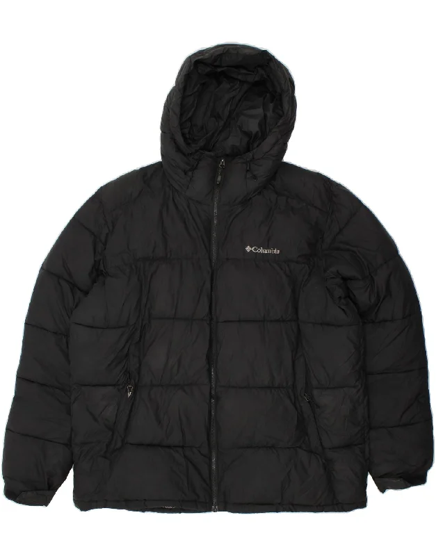 COLUMBIA Mens Hooded Padded Jacket UK 42 XL Black Polyester