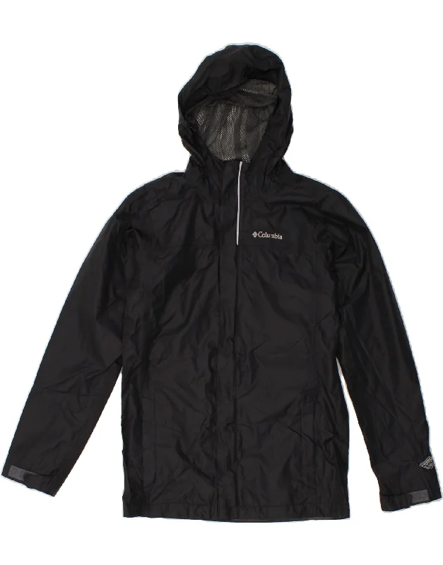 COLUMBIA Mens Hooded Rain Jacket UK 40 Large Black Nylon