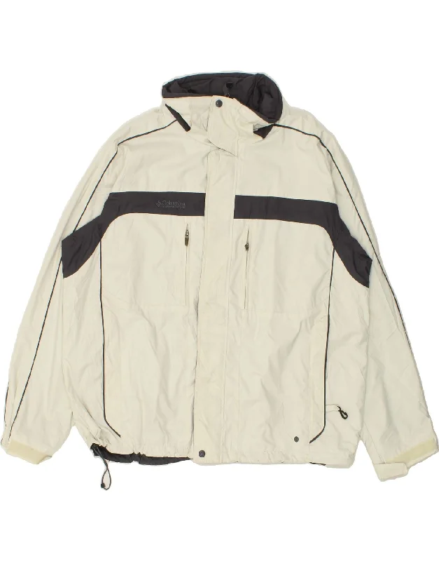 COLUMBIA Mens Rain Jacket UK 42 XL White Colourblock Nylon